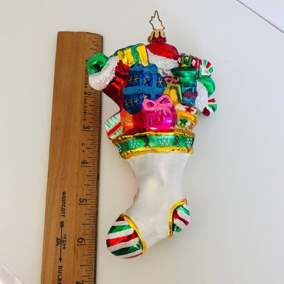Christipher Radko Glass Ornament Heart Disease Awareness Santa Stocking Presents - Picture 5 of 7
